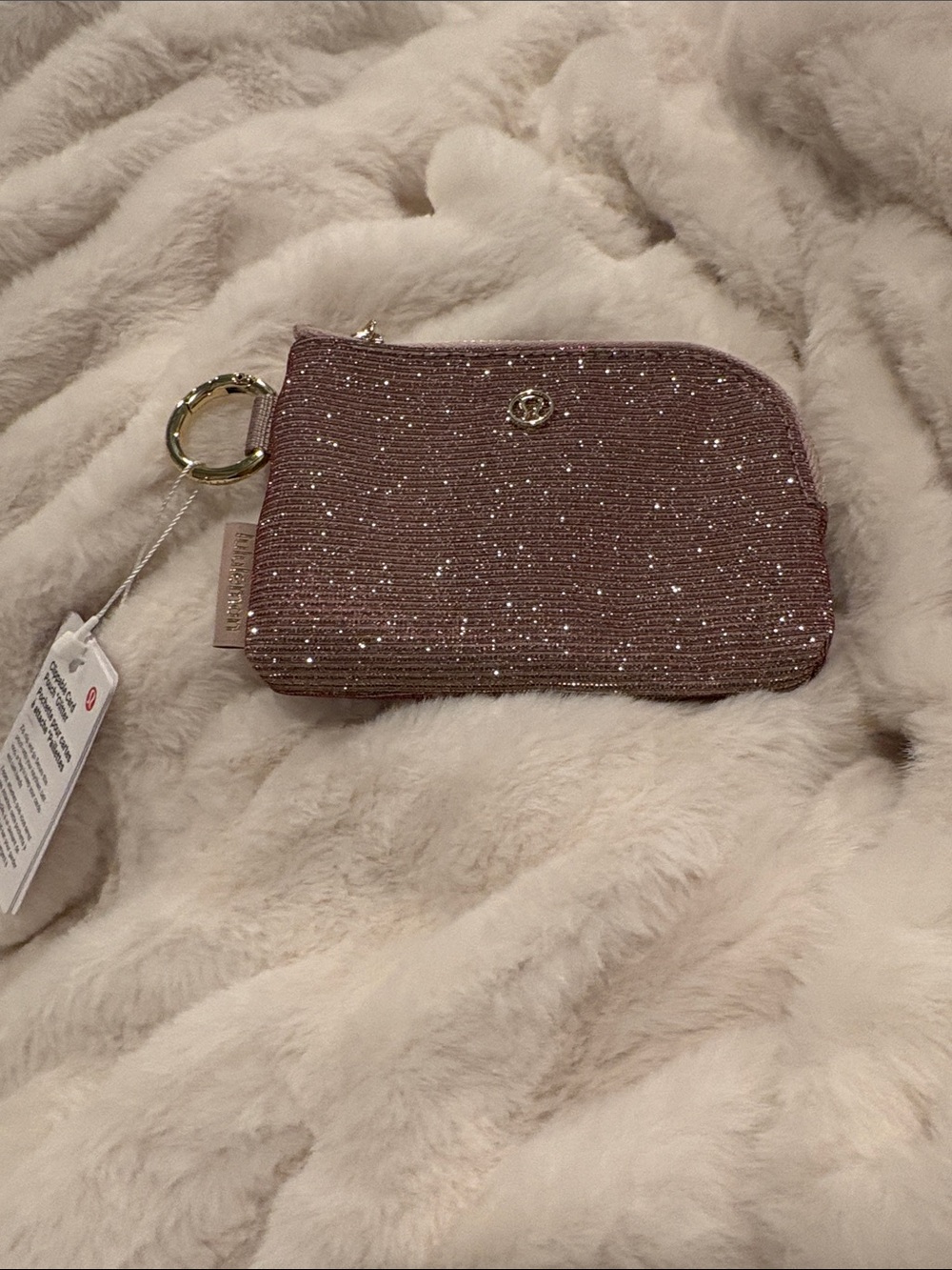 Lululemon  Clippable Card Pouch Glitter Card Pouch in Pink NWT